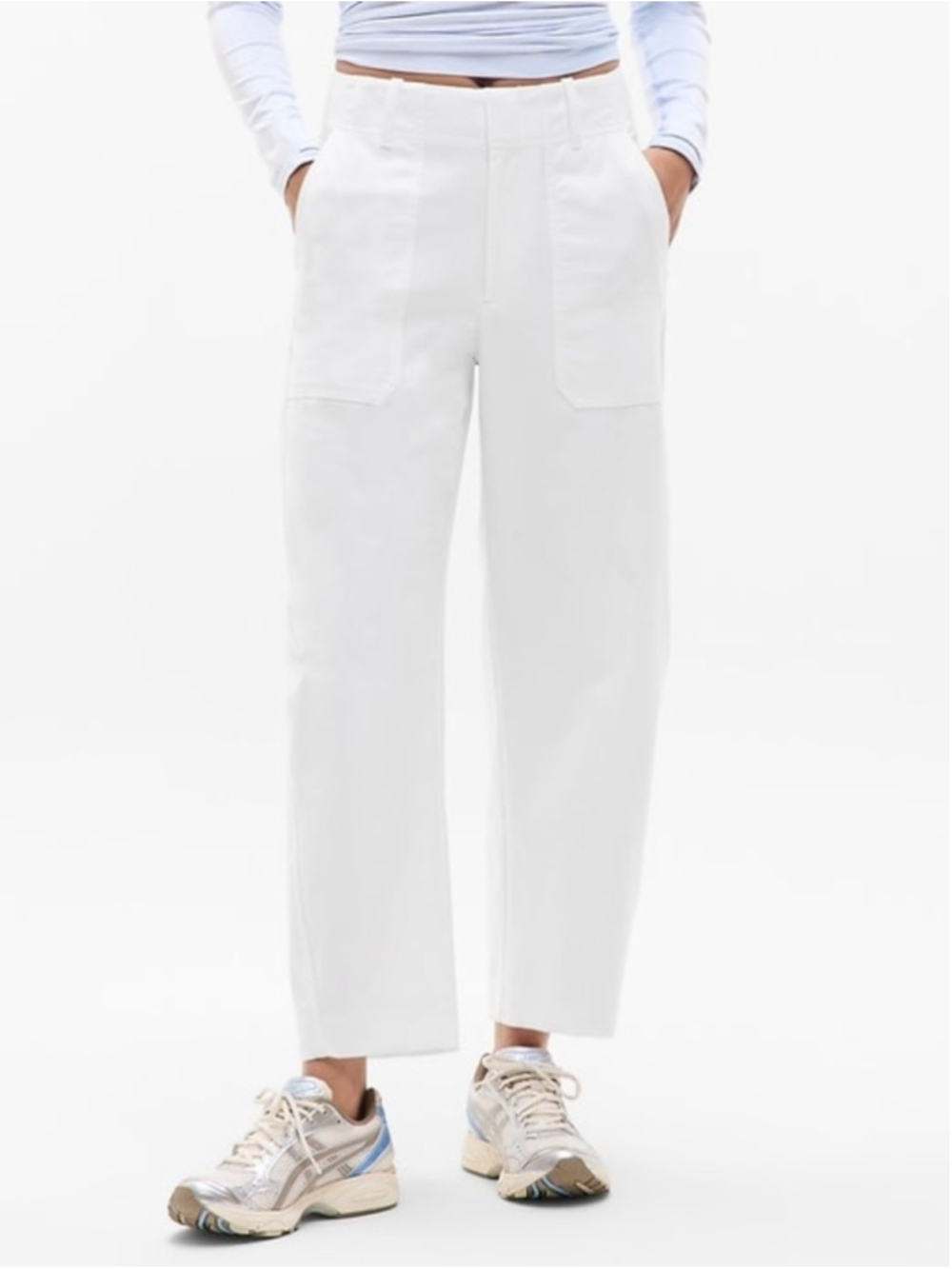 Athleta Skyline White High Rise Barrel Leg Pants